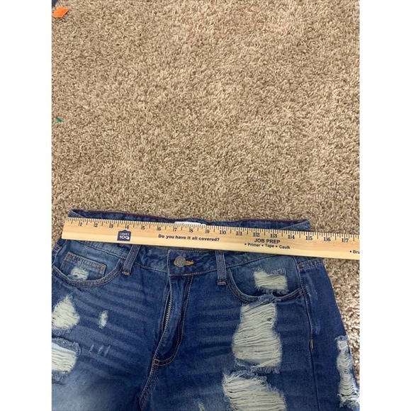 Cello‎ Jeans Distressed Cut Off Blue Jean Shorts Women's SizeM  Cuffed - Picture 4 of 6